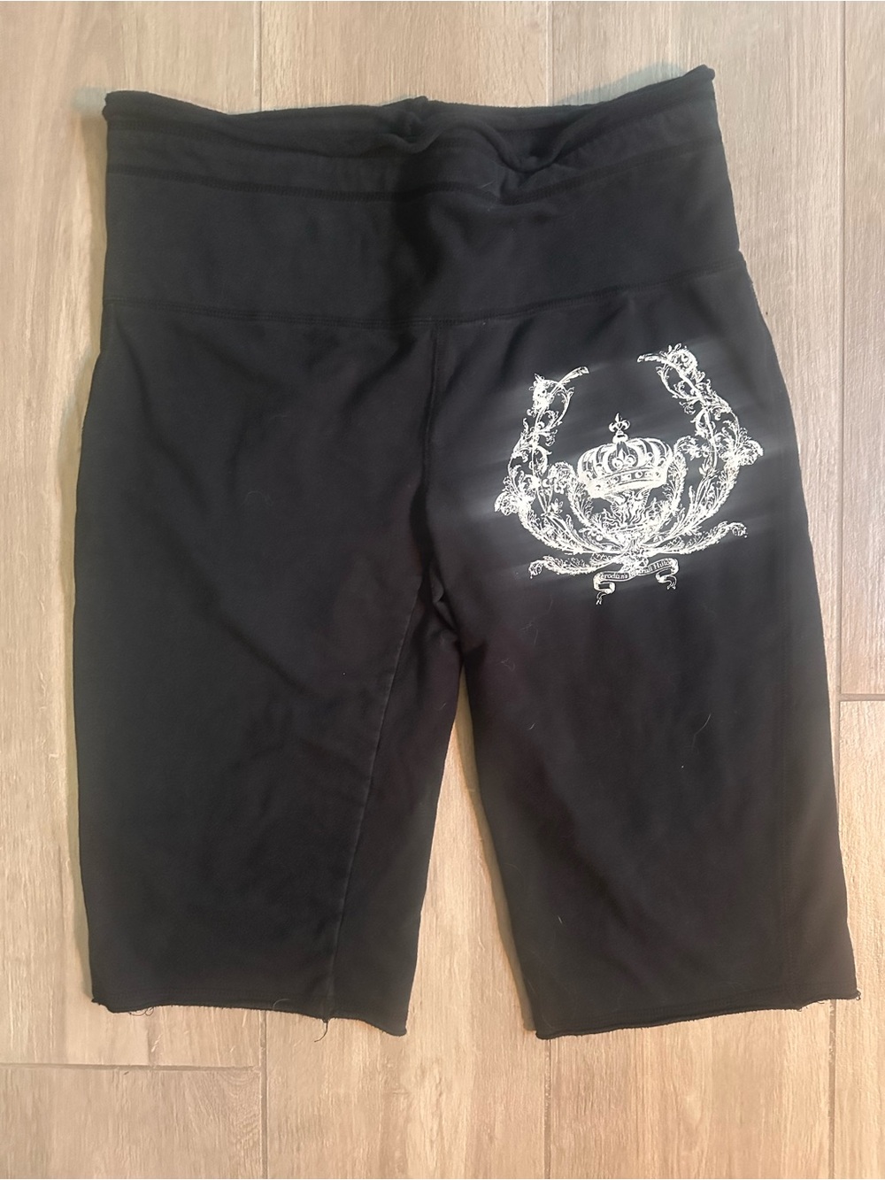 Miken Black High-Waist Bike Shorts with White Crest Graphic